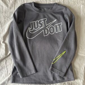 Nike Kids Charcoal Long Sleeve Tee with Neon Accent